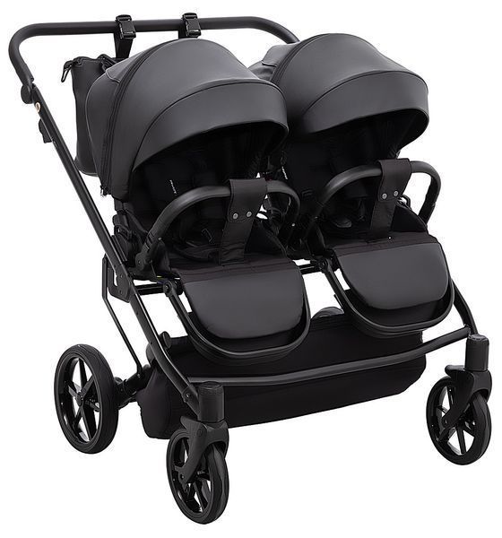 Коляска 2 в 1 для двійні Adamex Leo Duo Eco SA-2 чорний 681143 фото