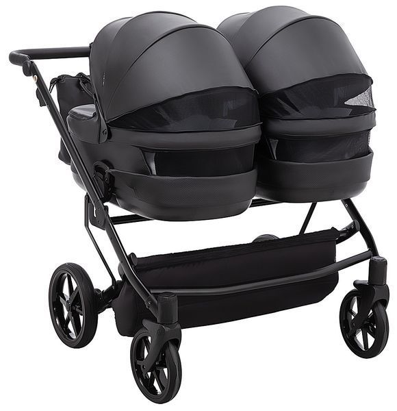 Коляска 2 в 1 для двійні Adamex Leo Duo Eco SA-2 чорний 681143 фото