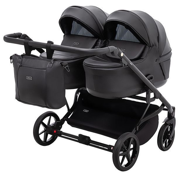 Коляска 2 в 1 для двійні Adamex Leo Duo Eco SA-2 чорний 681143 фото