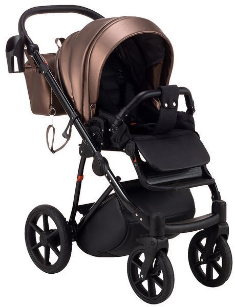 Коляска 2 в 1 Bair Infinity кожа 100% BI-02- AMO bronze pearl (бронза перламутр) 625181 фото