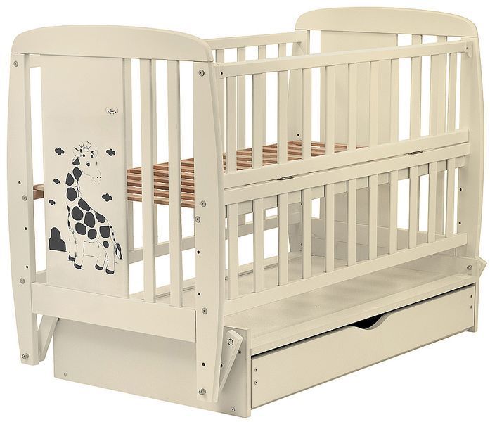 Ліжко Babyroom Жирафік DJMYO-3 маятник, ящик, відкидний бік бук слонова кістка 625290 фото