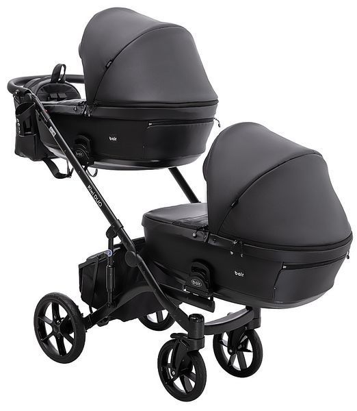 Коляска 2 в 1 для двойни Bair Kiwi DUO ECO BKD-15 черный 681044 фото