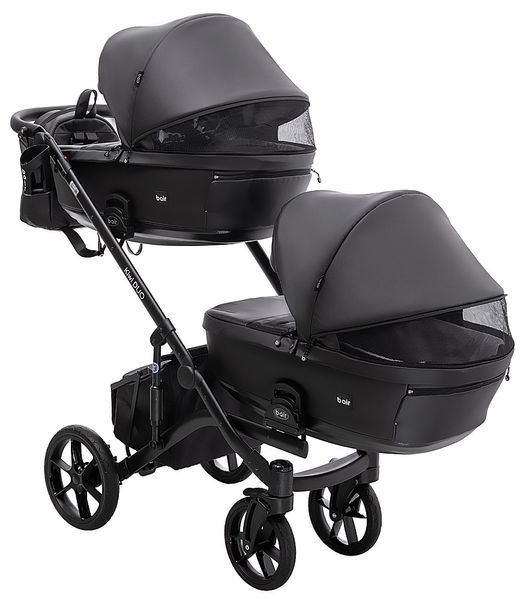 Коляска 2 в 1 для двойни Bair Kiwi DUO ECO BKD-15 черный 681044 фото