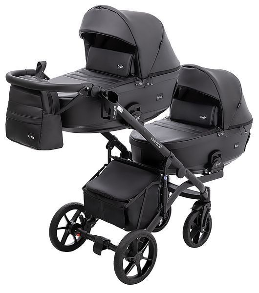 Коляска 2 в 1 для двойни Bair Kiwi DUO ECO BKD-15 черный 681044 фото