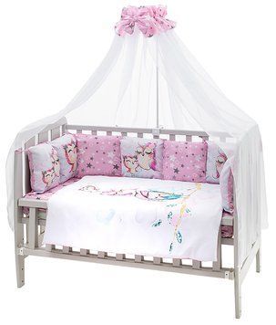 Дитяча постіль Babyroom Bortiki Print-08 рожевий (сови) 680729 фото
