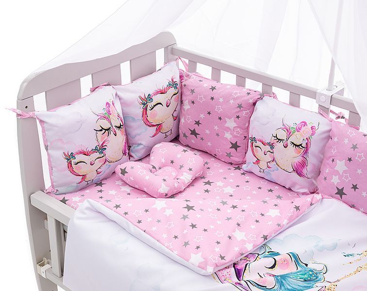 Дитяча постіль Babyroom Bortiki Print-08 рожевий (сови) 680729 фото