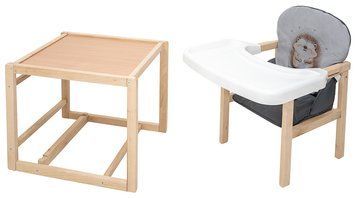 Стульчик-трансформер Babyroom Пеппи-230 eko серый/графит (ежик, сердца) 680998 фото