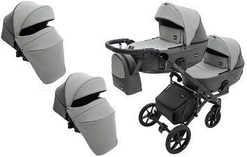 Коляска 2 в 1 для двойни Bair Kiwi DUO ECO BKD-21/15 серый / графит 681043 фото