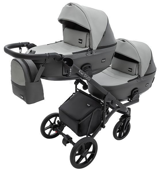 Коляска 2 в 1 для двойни Bair Kiwi DUO ECO BKD-21/15 серый / графит 681043 фото