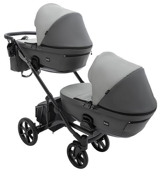 Коляска 2 в 1 для двойни Bair Kiwi DUO ECO BKD-21/15 серый / графит 681043 фото