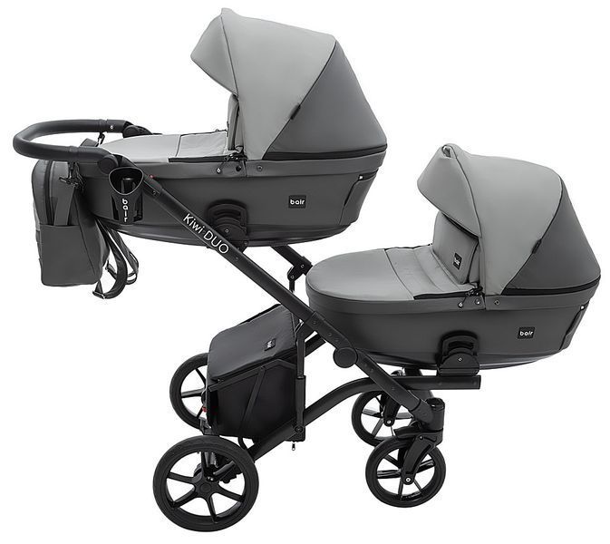 Коляска 2 в 1 для двойни Bair Kiwi DUO ECO BKD-21/15 серый / графит 681043 фото