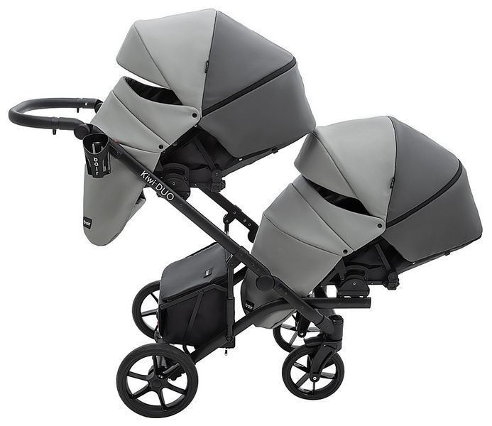 Коляска 2 в 1 для двойни Bair Kiwi DUO ECO BKD-21/15 серый / графит 681043 фото
