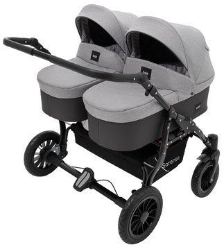 Коляска 2 в 1 для двойни Bair Sorento DUO BS-02 серый / графит 680814 фото
