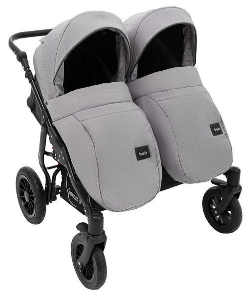 Коляска 2 в 1 для двойни Bair Sorento DUO BS-02 серый / графит 680814 фото