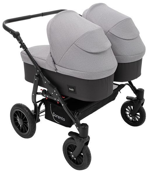 Коляска 2 в 1 для двойни Bair Sorento DUO BS-02 серый / графит 680814 фото