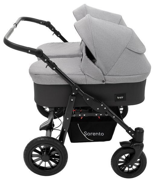 Коляска 2 в 1 для двойни Bair Sorento DUO BS-02 серый / графит 680814 фото