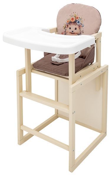 Стульчик-трансформер Babyroom Пеппи-260 слоновая кость капучино / шоколад (ежик, цветы) 680981 фото