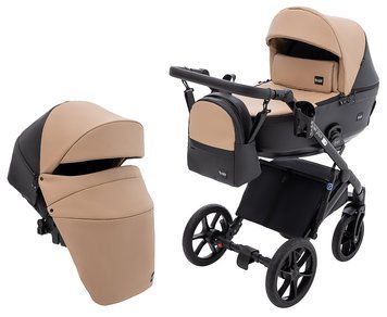 Коляска 2 в 1 Bair Kiwi Plus ECO BKP-18/15 капучино / черный 680897 фото
