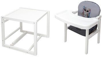 Стульчик-трансформер Babyroom Пеппи-240 белый серый / графит (сова) 681011 фото