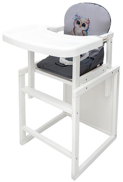 Стільчик-трансформер Babyroom Пеппі-240 білий сірий / графіт (сова) 681011 фото