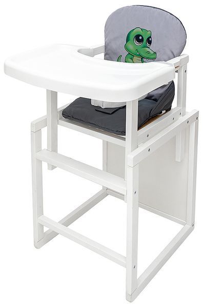 Стульчик-трансформер Babyroom Пеппи-240 белый серый / графит (крокодил) 681009 фото