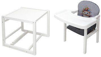 Стульчик-трансформер Babyroom Пеппи-240 белый серый / графит (ежик, цветы) 681007 фото