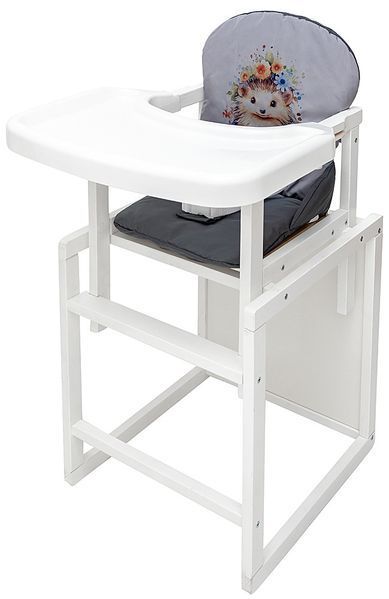 Стільчик-трансформер Babyroom Пеппі-240 білий сірий / графіт (їжачок, квіти) 681007 фото