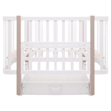 Ліжко Babyroom Місяць LU-3 маятник, шухляда білий / капучино 681896 фото