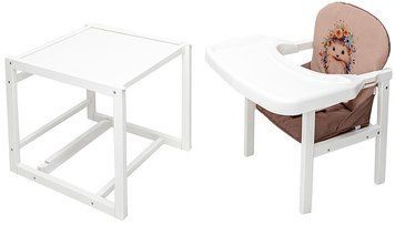 Стульчик-трансформер Babyroom Пеппи-240 белый капучино / шоколад (ежик, цветы) 681002 фото