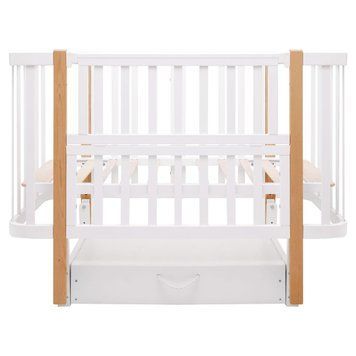 Ліжко Babyroom Місяць LU-3 маятник, шухляда білий / натуральний 681897 фото