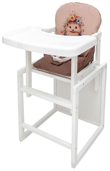 Стільчик-трансформер Babyroom Пеппі-240 білий капучино / шоколад (їжачок, квіти) 681002 фото