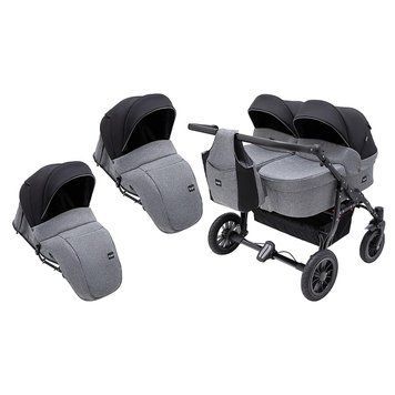 Коляска 2 в 1 для двойни Bair Sorento DUO BS-04 графит / черный 681662 фото