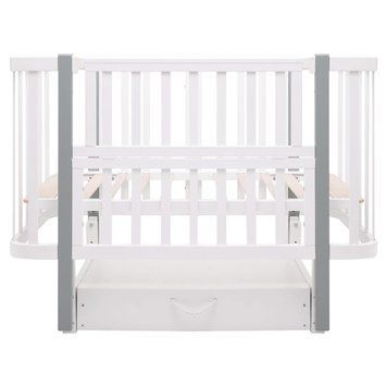 Ліжко Babyroom Місяць LU-3 маятник, шухляда білий / сірий 681898 фото