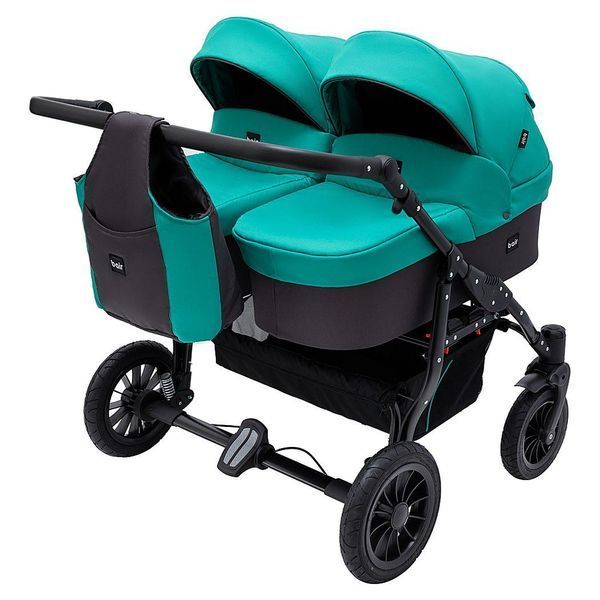 Коляска 2 в 1 для двойни Bair Sorento DUO BS-01 бирюзовый / графит 681661 фото
