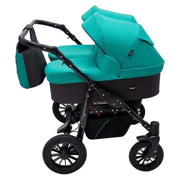 Коляска 2 в 1 для двойни Bair Sorento DUO BS-01 бирюзовый / графит 681661 фото