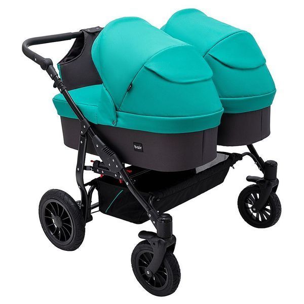 Коляска 2 в 1 для двойни Bair Sorento DUO BS-01 бирюзовый / графит 681661 фото