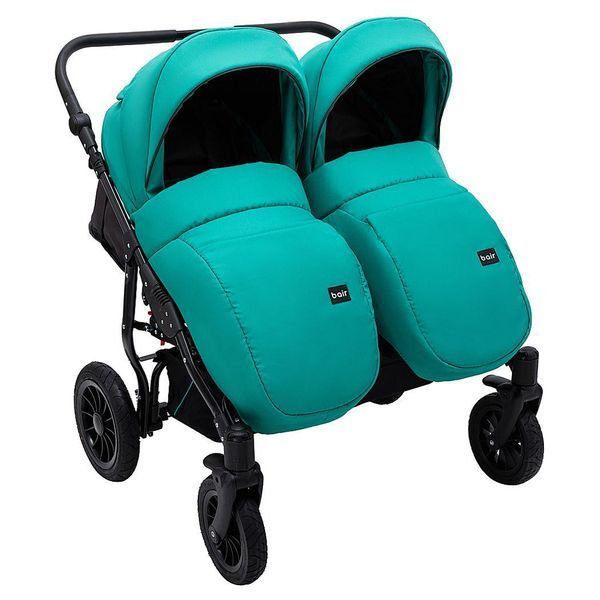 Коляска 2 в 1 для двойни Bair Sorento DUO BS-01 бирюзовый / графит 681661 фото
