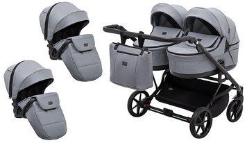 Коляска 2 в 1 для двійні Adamex Leo Duo Tip TК-60 темно-сірий 681141 фото