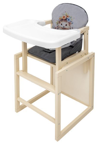 Стульчик-трансформер Babyroom Пеппи-260 слоновая кость серый / графит (ежик, цветы) 680986 фото