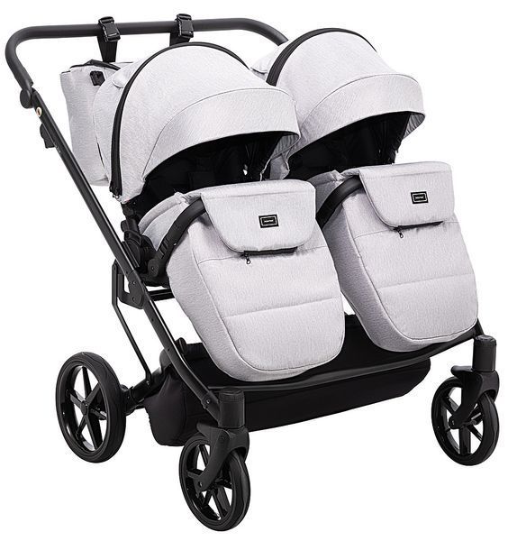 Коляска 2 в 1 для двойни Adamex Leo Duo Tip TK-1 светло-серый 681138 фото