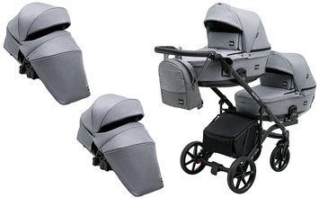 Коляска 2 в 1 для двойни Bair Kiwi DUO Soft BKP-218 серый 681104 фото