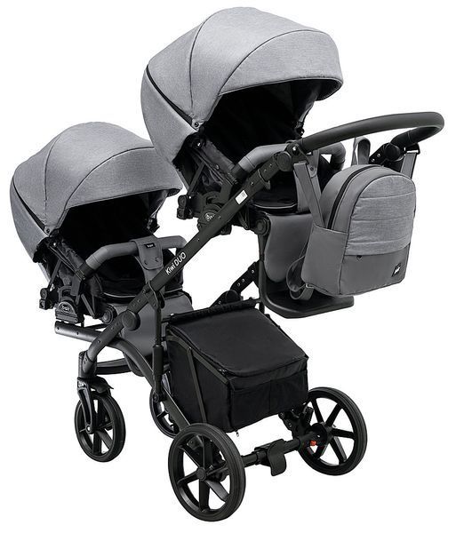 Коляска 2 в 1 для двійні Bair Kiwi DUO Soft BKP-218 сірий 681104 фото