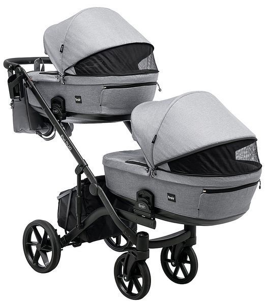 Коляска 2 в 1 для двійні Bair Kiwi DUO Soft BKP-218 сірий 681104 фото