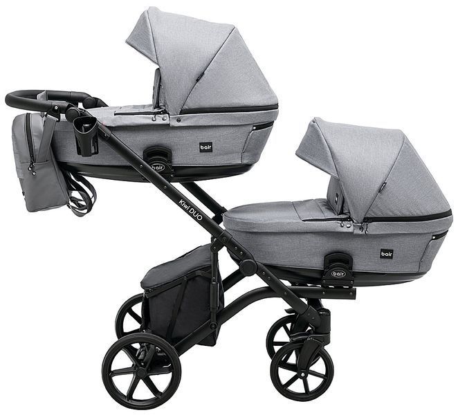 Коляска 2 в 1 для двійні Bair Kiwi DUO Soft BKP-218 сірий 681104 фото