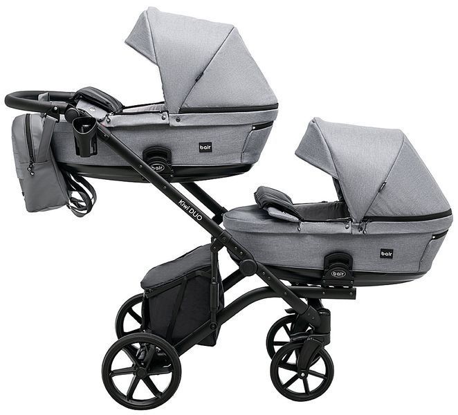 Коляска 2 в 1 для двійні Bair Kiwi DUO Soft BKP-218 сірий 681104 фото
