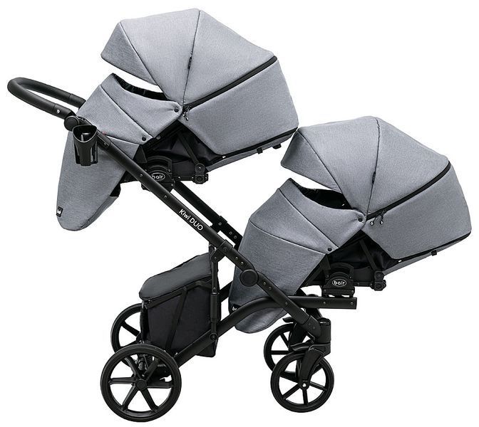 Коляска 2 в 1 для двійні Bair Kiwi DUO Soft BKP-218 сірий 681104 фото