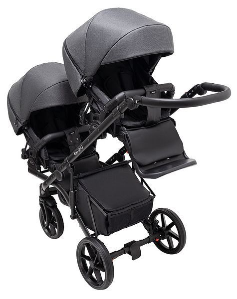 Коляска 2 в 1 для двійні Bair Kiwi DUO Soft BKD-219-1 графіт 681857 фото