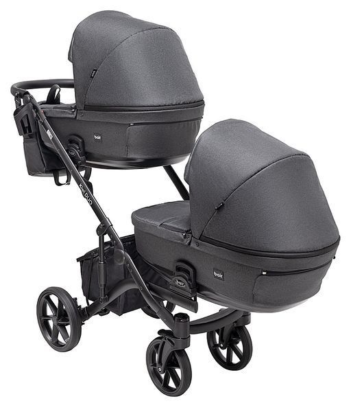 Коляска 2 в 1 для двійні Bair Kiwi DUO Soft BKD-219-1 графіт 681857 фото