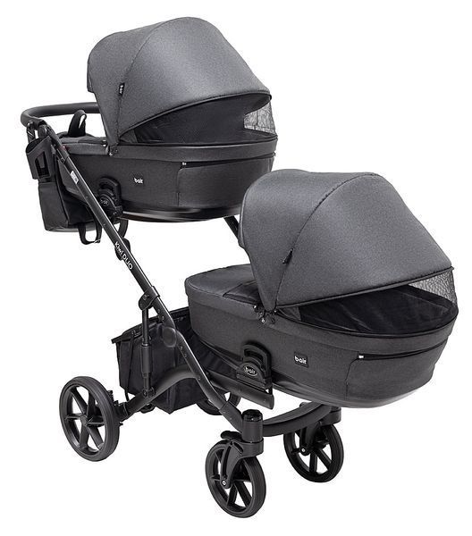 Коляска 2 в 1 для двійні Bair Kiwi DUO Soft BKD-219-1 графіт 681857 фото