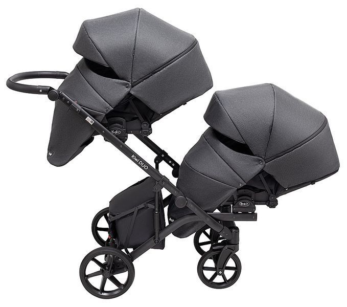 Коляска 2 в 1 для двійні Bair Kiwi DUO Soft BKD-219-1 графіт 681857 фото